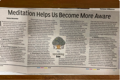 Meditation Helps Us Become More Aware – The Times of India, Mumbai